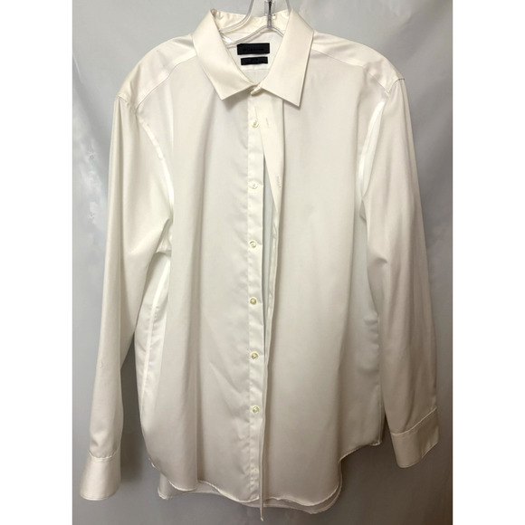 Ck Calvir Klein Men’s White Shirt Bottom Slim Fit Size 17 (32-33) Non Iron - Picture 1 of 6